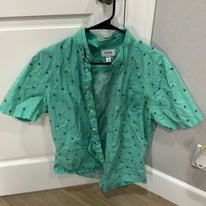 Green and black bumblebee print Sonoma button up